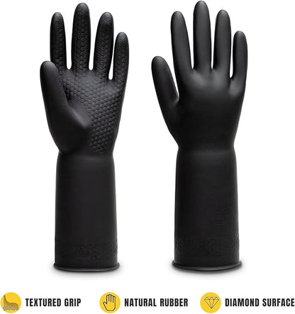 Chemical Resistant Latex Gloves,Cleaning Protective Safety Work Heavy Duty Rubber Gloves