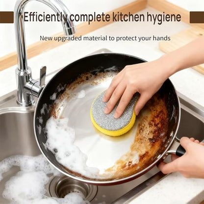 Double Sided Dish Sponges, Extra Thick 2.5cm Scrub Sponges Non Scratch for Kitchen, Heavy Duty Scouring Pads with Handle Hole for Dish Washing, Sink & Stove Cleaning (10 Pack)
