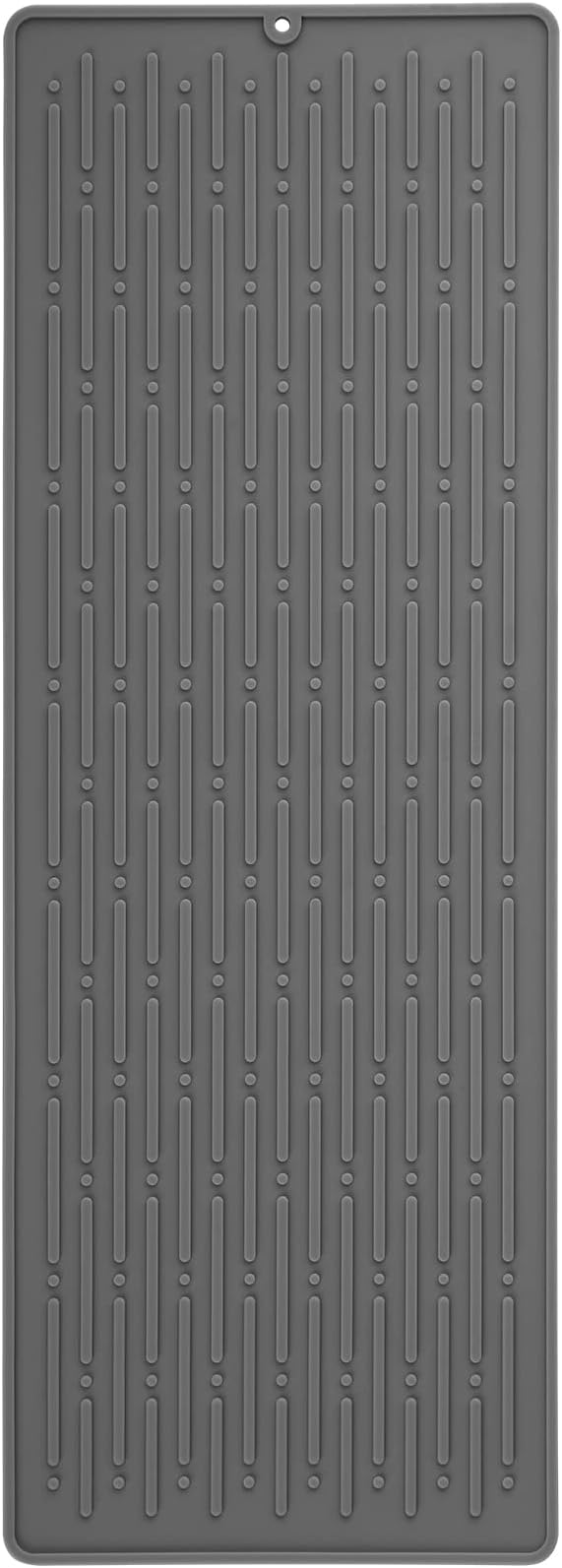 GeeRic Dish Drying Mats, Heat-resistant Silicone Mat for Kitchen Counter, Non-Slip Dish Dry Mat Dishwasher Safe Large, Gray