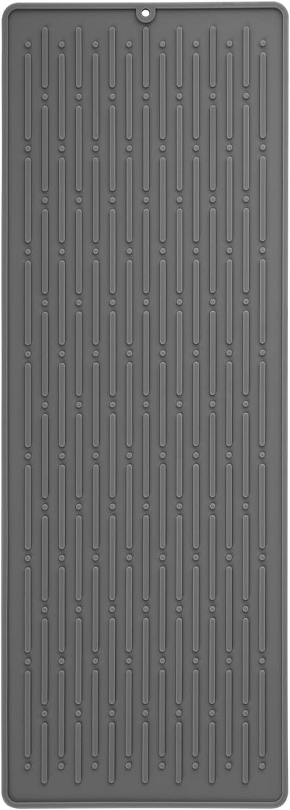 GeeRic Dish Drying Mats, Heat-resistant Silicone Mat for Kitchen Counter, Non-Slip Dish Dry Mat Dishwasher Safe Large, Gray