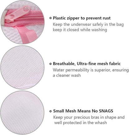 Ainiv Mesh Laundry Bags, 3PCS Bra Laundry Bags with Zips, Bra Wash Bags Mesh Wash Bags, Reuse Washing Machine Bag for Delicates, Blouse, Hosiery, Underwear, Lingerie, Baby Clothes