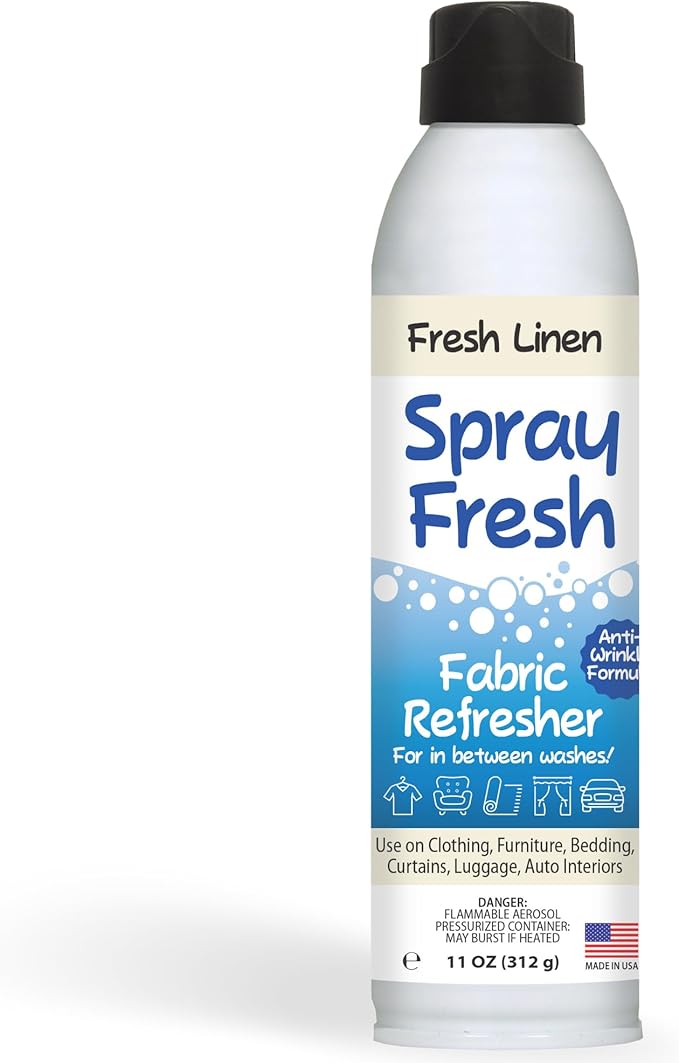 Spray Fresh Fabric Refresher, Linen, 8 oz — Deodorizer and Freshener for Clothing, Bedding, and Furniture