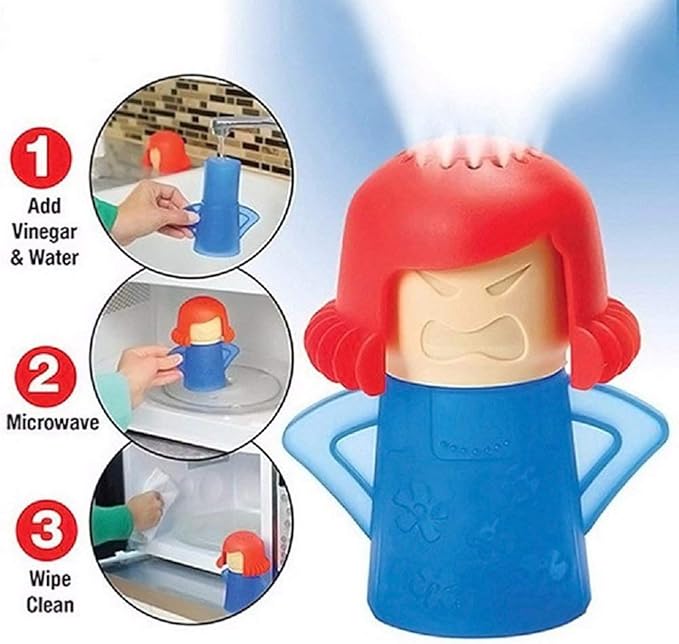 XSMENER Microwave Cleaner Angry Mom with Fridge Odor Absorber Cool Mom(2pcs) Cleaner Kitchen Gadget Tool Quickly removes stains and odors and Send a towel