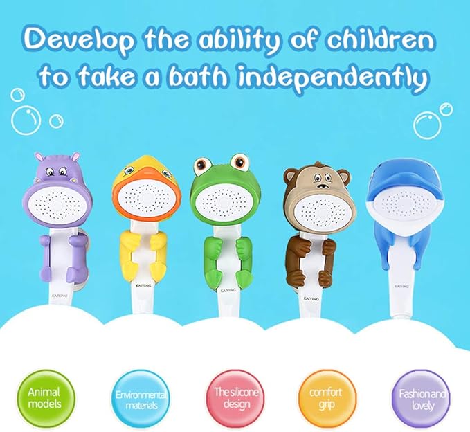 KAIYING Children's Handheld Shower Head,Cartoon Water Flow Spray Shower Head Baby Kids Toddler Bath Bathing Accessories (I :Showerhead(Duckie)+Hose+Diverter)