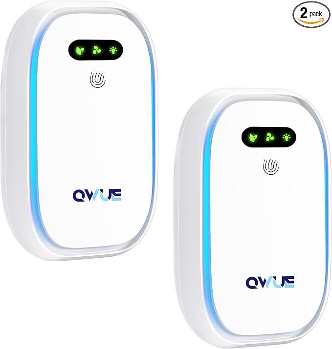 Air Ionizers with Warm Night Light (2 Pack), Plug in Negative Ion Air Purifier, Quiet Air Freshener for Odors, Smoke, Dust, Portable Air Purifiers for Home, Office, Bedroom, Bathroom, Mini Air Cleaner