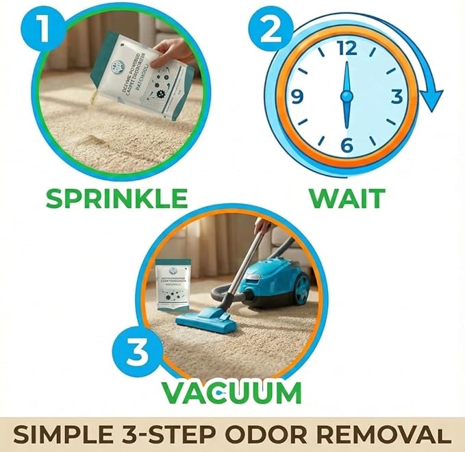 Enzyme-Powered Carpet Deodorizer (Powder) - Patchouli | Natural Pet Odor Eliminator | Bio-Enzymatic Formula, Premium Performance, Eco Friendly | 16 oz