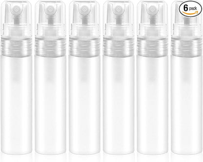 Mozeat Lens 6 PCS 5ml Mini Spray Bottle Plastic Portable Travel Bottle Fine Mist Refillable Mini Perfume Sample Bottles Clear Plastic Spray Bottle Empty for Cleaning Travel Essential Oils