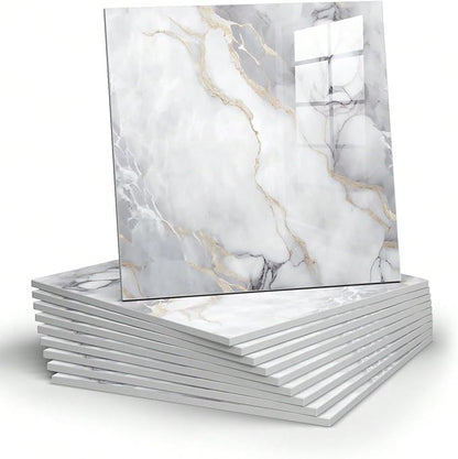 Chejiaye 22pcs Marble Peel and Stick Backsplash Surface Waterproof Wall Panels,Self-Adhesive Marble PVC Foam Wall Panels for Kitchen, Bathroom - 11.8"x11.8" Kitchen Tile(Not Real Tiles,Colorful)