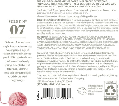 Caldrea Linen and Room Spray Air Freshener, Made with Essential Oils, Plant Derived Ingredients, Sweet Pea Scent, 16 oz