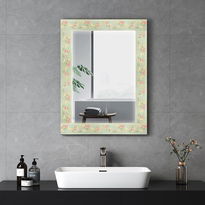 AbaBoorty Green Floral Wallpaper Border Decor 196"X4.1" Peel and Stick Wall Border Waterproof Tiles Sticker Wallpaper Self Adhesive Removable Wall Stickers for Bedroom Living Room Decor