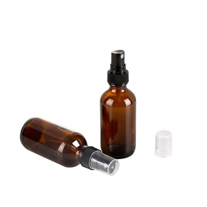 NOOEEISS Amber Glass Small Spray Bottle 2 oz 24 Packs,Fine Mist Sprayer Small Clear Bottles,Refillable Containers mini spray bottles for Cleaning Solutions and Skin Care (Amber 24pcs)