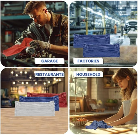 Shop Towels (Red, 2000-Pack) - Bulk Cleaning Towel in a Bag, Mechanic Cotton Wipes for Car Maintenance, Auto Mechanics & Garage, Wipe Grease & Oil, Machine Wash & Reusable