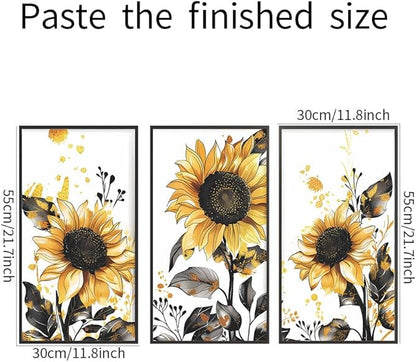 Sunflower Wall Stickers Floral Wall Art Decal Decor for Bedroom Living Room Offices Home Decoration