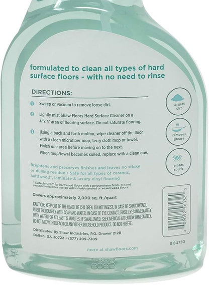 Shaw Floors Hard Surface Floor Cleaner for Ceramic Laminate Hardwood and Luxury Vinyl 32oz Spray