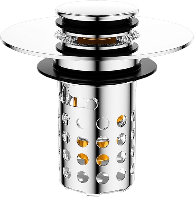 Push Button Sink Drain Stoppers With Odor Prevention And Hair Catcher Steel Bathroom Basin Filter For Not Clogging Not Odor Popup Drain Stoppers
