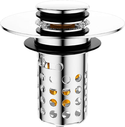 Push Button Sink Drain Stoppers With Odor Prevention And Hair Catcher Steel Bathroom Basin Filter For Not Clogging Not Odor Popup Drain Stoppers