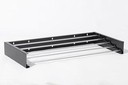 Wall Mounted Clothes Drying Rack, 32" Space Saving Foldable Laundry Drying Rack with Wall Template for Bathroom, Apartment, College Dorm (Black 5 Rods)