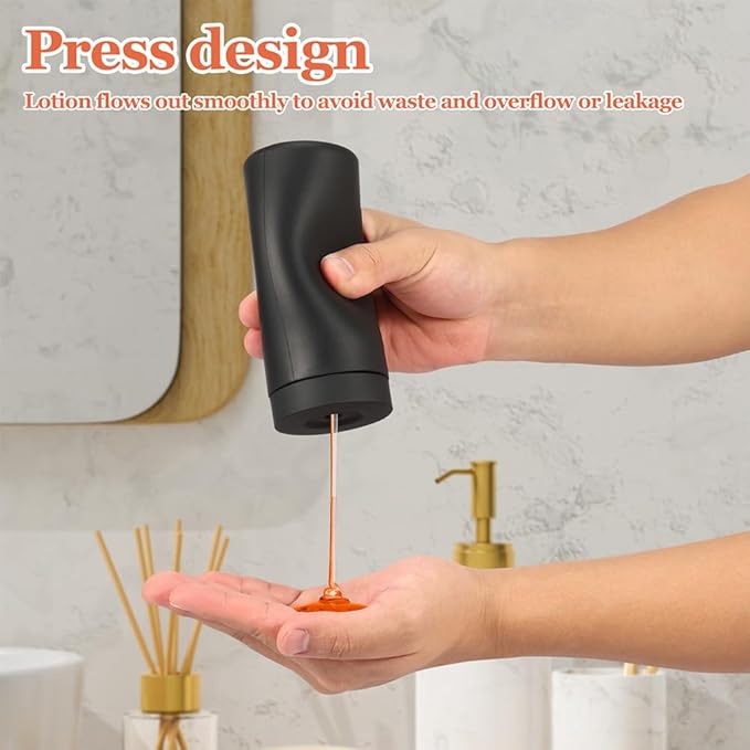 Dish Soap Squeeze Bottle,240ml Silicone Squeezable Refillable Dish Detergent Dispenser,Leakproof Kitchen Dishwashing Liquid Bottle,for Hand Soap,Shampoo,Conditioner,Lotions(Black)