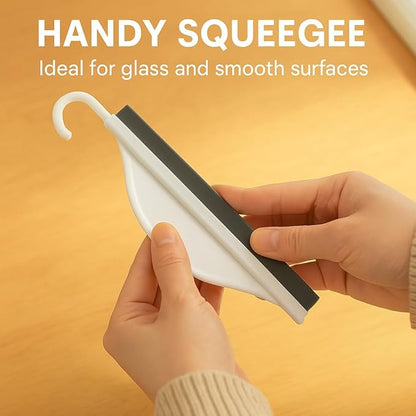 Mini Shower Squeegee for Glass Doors – Small Handy Bathroom, Countertop & Window Cleaner with Rubber Blade and Hook for Tile Walls, Mirrors, Kitchen Sink - Pack of 2