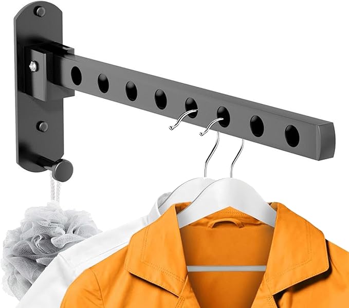 Folding Clothes Airer, 90° Rotation, Folding Clothes Airer, Wall Mounted Clothes Drying Rack, Foldable Clothes Rack for Balcony, Laundry Room, Bathroom