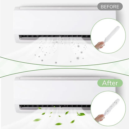 Prasacco Mini Split Air Conditioner Cleaning Kit, Under Fridge Cleaner Tool with Replaceable Brush Cloths, No Disassembly Required, Portable AC Coil Cleaner for Refrigerator, Furniture, Appliances