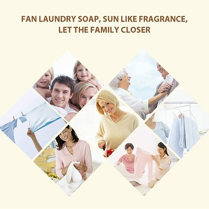 BEE & FLOWER Fan Laundry Soap Bar Laundry Stain Remover Laundry Bar Soap for Clothes Underwear Washing (5.3 Oz x 2)
