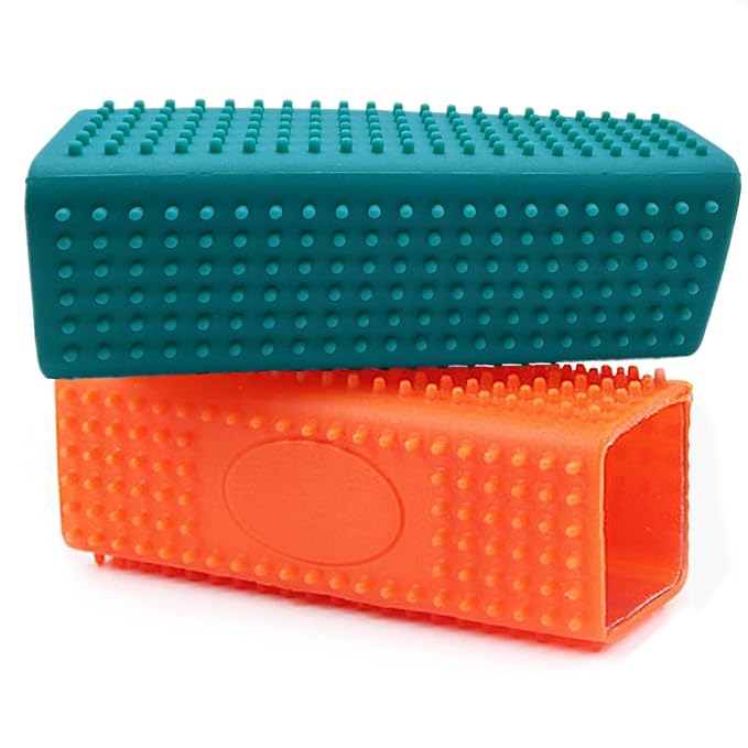 2 Pieces Pet Dog Cat Hair Remover, Block Roller Cleaner, Hollow Silicone Cleaner Brush for Sofa, Car Interiors, Furnishings, Carpets, Bedding or Any Fabric (Forest Green, Orange)