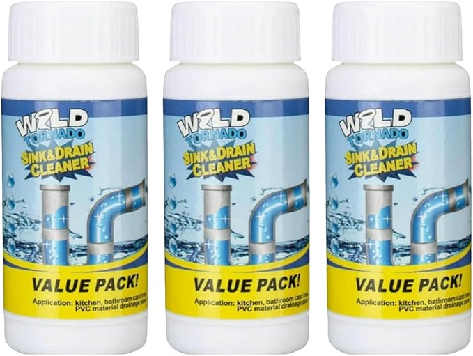 Drain Cleaner, Multi-functional Sink and Drain Cleaner Powder, Pipe Dredging Agent, for Kitchen Toilet Pipeline Quick Cleaning Tool (3pcs)