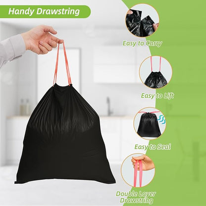 MakMeFre 33 Gallon Drawstring Tall Kitchen Trash Bags,Clean Fresh Scent and Heavy Duty Garbage Bags(30 Count,80x100cm)