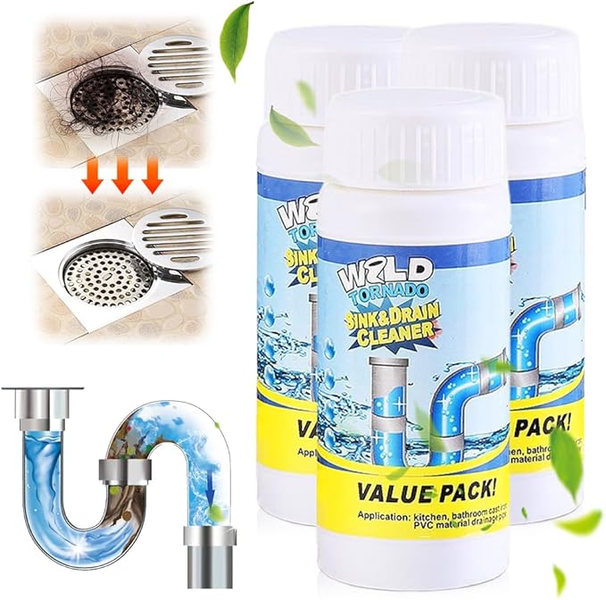 Sink Drain Cleaner, 2025 New Sink and Drains Cleaner, Multi-functional Sink and Drains Cleaner Powder Cleaning, Drain Cleaner Foam Cleaner, Powerful Pipe Dredging Agent for Home Kitchen Toilet (3pcs)