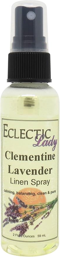 Clementine Lavender Linen Spray, 4 ounces - Eclectic Lady Sheet and Linen Spray - No Artificial Colors, Parabens, or Preservatives - Long-Lasting Scent for Bed, Fabric & Pillow
