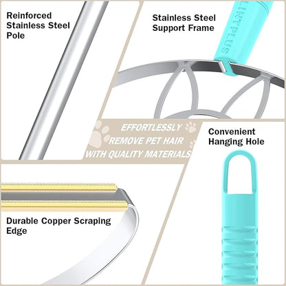 Ultra & Pro LINTPLUS Combo: 50" Stand-Up Carpet Rake for Pet Hair Removal - Heavy Duty, Includes Pro Attachments for Floors & Large Rugs