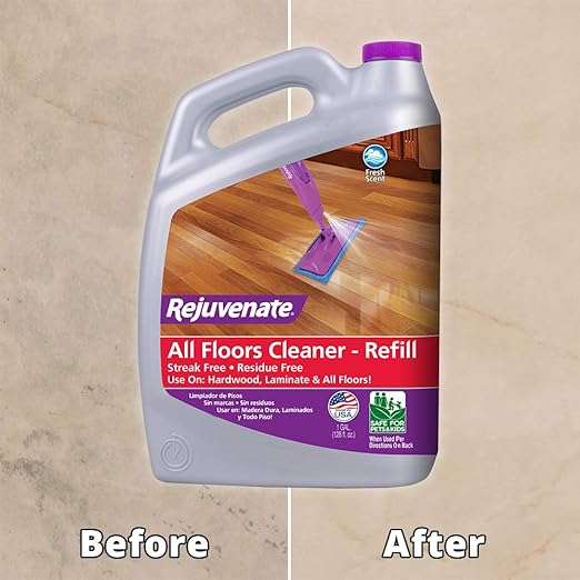 Rejuvenate Professional Wood Floor Restorer and Polish with Durable Finish Application Satin Finish 32oz & All Fllors Cleaner 128oz