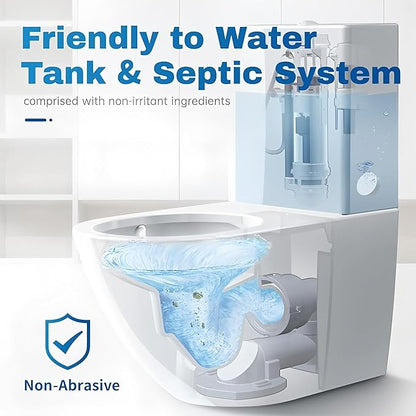 Automatic Toilet Bowl Cleaner Tablets White Toilet Tank Cleaners, Septic-Safe Hard Water Ring Stain Remover, Smell Eliminator Heavy Duty Toilet Cleaning & Deodorizer, Fresh Scent - 12 PACK