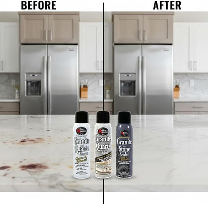 Rock Doctor Granite & Quartz Care Kit, 3 Piece Maintenance Stone Care Combo Kit – Cleans & Renews Marbel, Travertine, Tile and All Other Stone, Fresh, Pack of 3, 54.0 Ounce