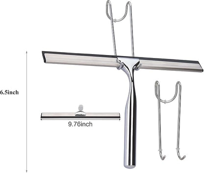 Aliglow All Purpose Stainless Steel Squeegee for Glass Shower Doors, Car Window, Home Mirrors, Bathroom Shower Cleaner Wiper 10 inches