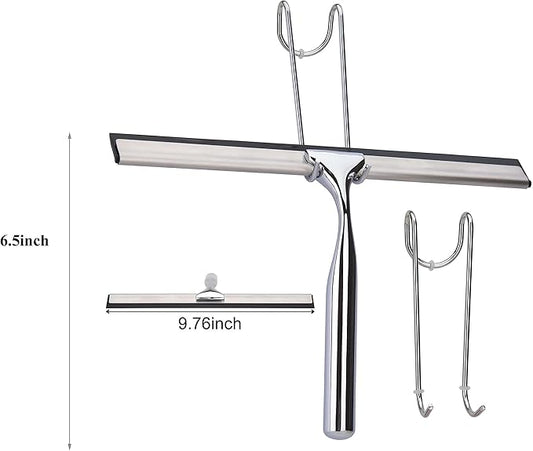 Aliglow All Purpose Stainless Steel Squeegee for Glass Shower Doors, Car Window, Home Mirrors, Bathroom Shower Cleaner Wiper 10 inches