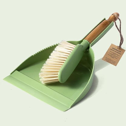 Dust Pan and Brush Set - Small Dustpan and Brush Set, Handheld Broom and Dustpan Set, Brush and Dust Pan Set for Car, Pet Care, Office, 14 x 8.7 inch, Green