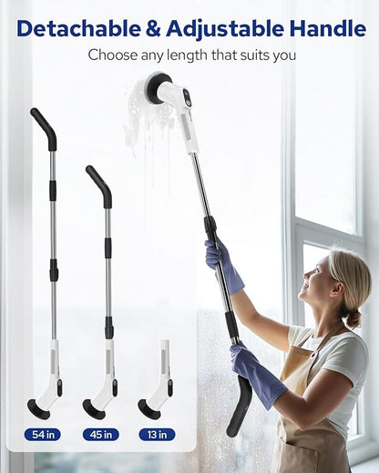 Benlari Electric Spin Scrubber- 2025 Upgraded Dual Switch Power Shower Scrubber for Tile Tub Glass Wall Floor Car - Cordless Cleaning Brush for Bathroom Kitchen Bedroom Toilet (White)