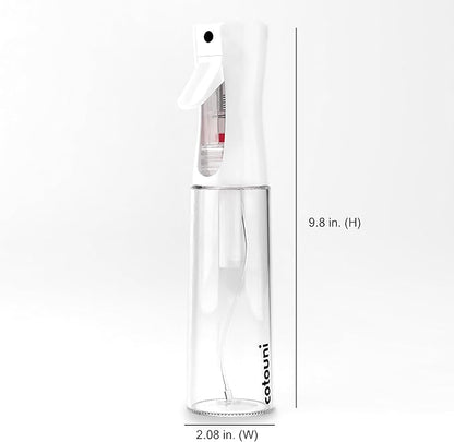 Continuous Spray Bottle for Hair Care, Hydrating Skin Care | Plant Mister or Squirt Bottle for Ironing and Cleaning, 10.1 fl oz/300 mL Clear Glass, 9.8"(H) x 2.08"(W)