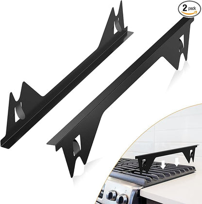 Stove Gap Covers Stainless Steel -Length 23.4" Width 0.79",Stove Gap Filler, Oven Gap Filler, Oven Side Gap Filler, Range Trim Kit, Heat Resistant and Easy to Clean, Black(2PCS)