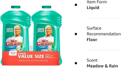Mr. Clean Meadows and Rain Febreze Freshness Multi-Surface Cleaner 45 Fl Oz (Pack of 2) 90 Fl Oz