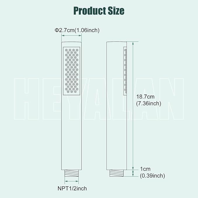 Heyalan Hand Held Shower Wand, High Pressure Handheld Head with Strong Flow, Luxury Spray for Bathroom,Single Function,Polished Chrome