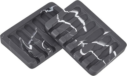 INIUNIK Self Draining Soap Dish - Marble Look Soap Holder Tray Savers Box Container Sponge Holder for Bathroom Shower Kitchen, Black