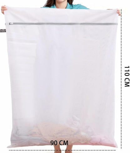 Kimmama Laundry Mesh Wash Bags, Lingerie Bags for Washing Delicates, Mesh Laundry Bags for Washing Machine, White Net, Grey Zipper, Super Large