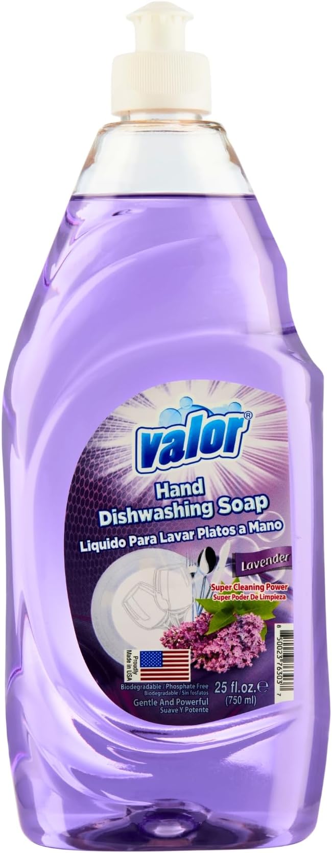 Valor Dishwashing Liquid, 25 fl oz – Dish Soap for Kitchen & Bathroom, Grease-Fighting, Gentle on Hands, Fast Rinse, Eco-Friendly Biodegradable Formula (25 fl oz (Pack of 12), Lavender)