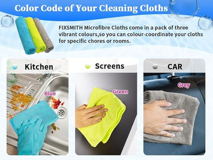 FIXSMITH Shop Towels-400 Pack, Multi-Functional Shop Rags, 12 x 16 in Microfiber Cleaning Cloth, Highly Absorbent Cleaning Rags, Cleaning Towels for Car Kitchen Home Office