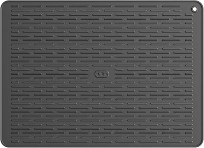 ME.FAN Silicone Dish Drying Mat for Kitchen Counter, Dish Drying Pad for Sink, Refrigerator or Drawer, Countertop Protection Pad XL - 23''×17'' - Black