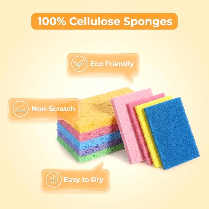 15 PCS Kitchen Sponges, Natural Compressed Cellulose Sponge for Dishes Cleaning Cleaning Scrub Colored Sponge Non Scratch Natural Dish Sponges for Kitchen Bathroom Cars, Funny Cut-Outs DIY