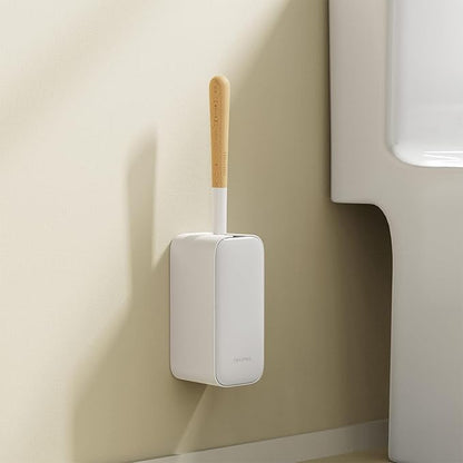 Toilet Cleaner Brush, Diveotree Toilet Brush and Holder for Dead Corner Cleaning, Wall Mounted Toilet Bowl Brush for Bathroom Decor, Toilet Scrubber Brush for Home/Hotel (White, Square-1pack)
